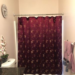 Beautiful custom shower curtain Burgandy w/Gold